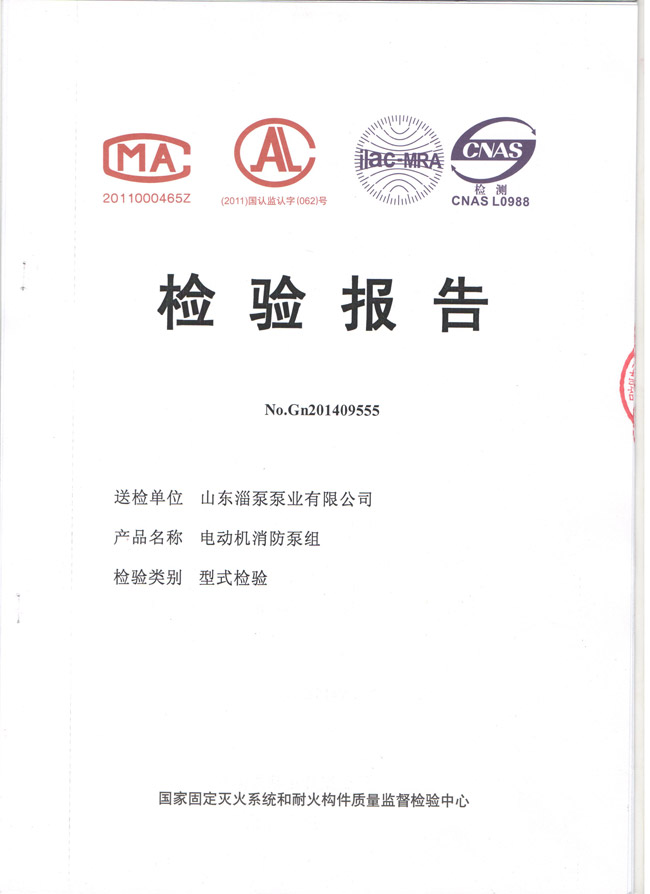ISG消防（fáng）泵檢驗報告